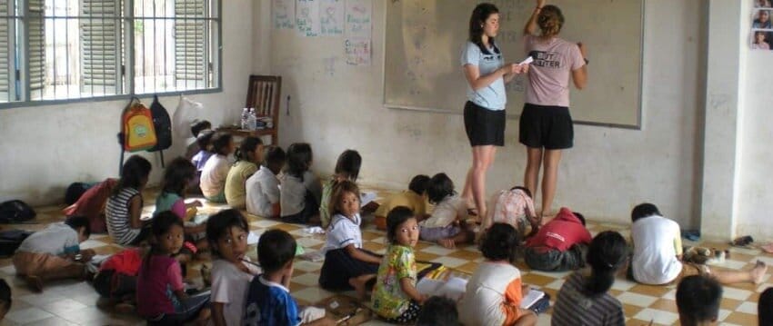 teaching english for young kids students in Cambodia