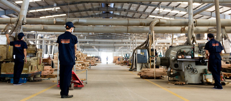 Factory of wood furniture in Binh Duong in Vietnam