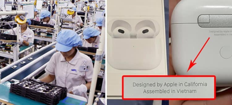 electronics assembly line in Vietnam : example of Apple