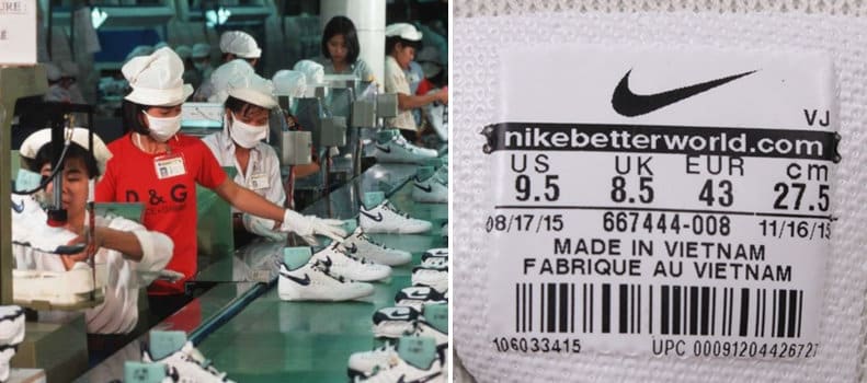 Nike shoes are made in vietnam