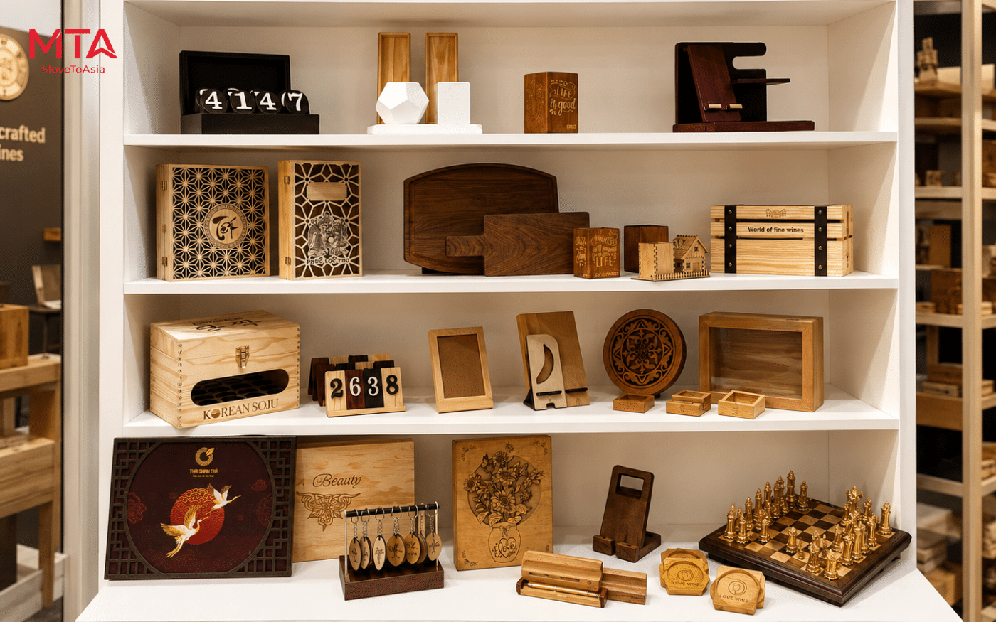 Vietnamese handcrafted wood products displayed by MoveToAsia at Global Sourcing Fair 2026