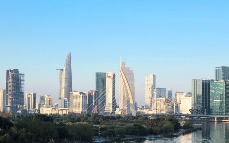 Vue des immeubles modernes de Hô Chi Minh-Ville.