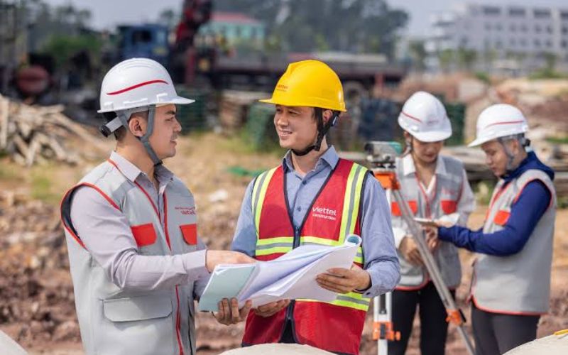 Construction professionals coordinating infrastructure and development projects in Vietnam