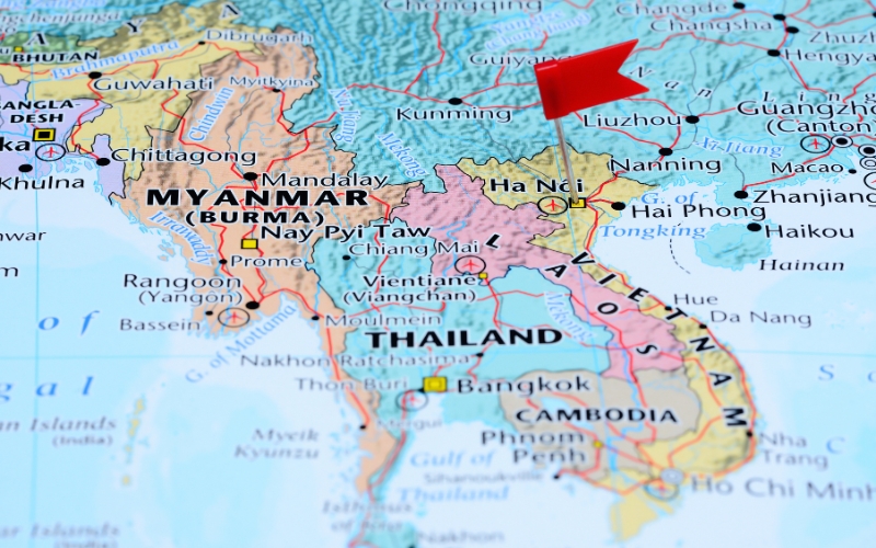 Carte du Vietnam et de l’Asie du Sud-Est.