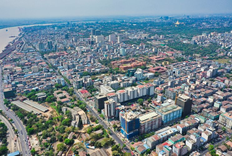 Yangon’s urban area in Myanmar.