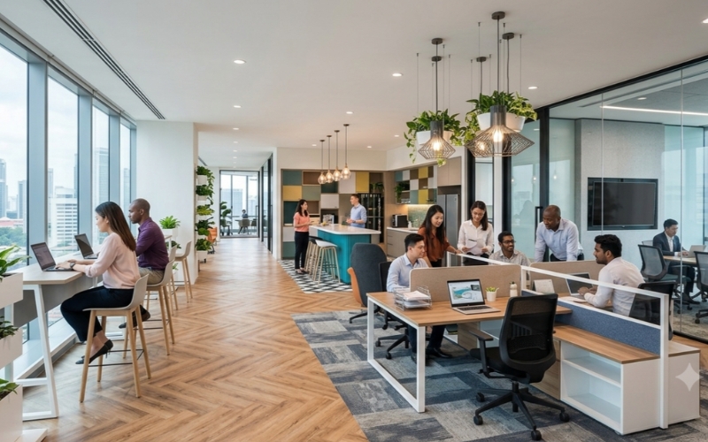 Espace de bureau moderne illustrant les dépenses d’entreprise en Malaisie.
