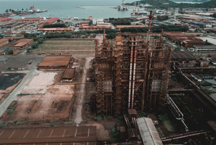 Aerial view of a large industrial site under construction in Malaysia.